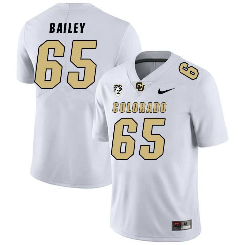 Men #65 Jack Bailey Colorado Buffaloes College Football Jerseys Stitched Sale-White